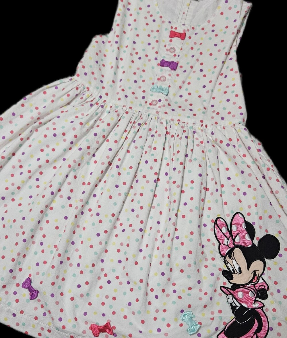 Disney Store White Polka Dot Minnie Mouse Bow Dress
